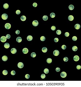 Falling colorful confetti background. Simple Pattern of Gradient Colored Circles on  Black Background. Bright background with scattered confetti. Colored postcard.