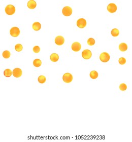 Falling colorful confetti background. Simple Pattern of Gradient Colored Circles on  White Background. Bright background with scattered confetti. Colored postcard.