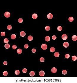 Falling colorful confetti background. Simple Pattern of Gradient Colored Circles on  Black Background. Bright background with scattered confetti. Colored postcard.