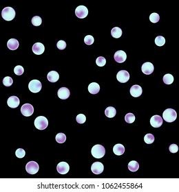 Falling colorful confetti background. Simple Pattern of Gradient Colored Circles on  Black Backdrop. Bright background with scattered confetti. Colored postcard.