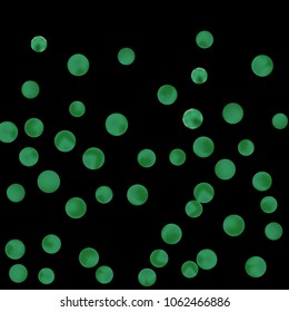 Falling colorful confetti background. Simple Pattern of Gradient Colored Circles on  Black Backdrop. Bright background with scattered confetti. Colored postcard.