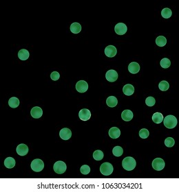 Falling colorful confetti background. Simple Pattern of Gradient Colored Circles on  Black Backdrop. Bright background with scattered confetti. Colored postcard.