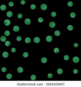 Falling colorful confetti background. Simple Pattern of Gradient Colored Circles on  Black Background. Bright background with scattered confetti. Colored postcard.