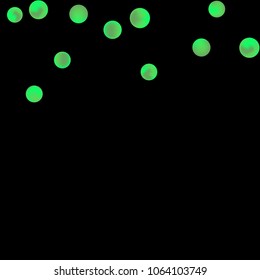 Falling colorful confetti background. Simple Pattern of Gradient Colored Circles on  Black Background. Bright background with scattered confetti. Colored postcard.