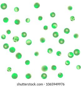 Falling colorful confetti background. Simple Pattern of Gradient Colored Circles on  White Backgdrop. Bright background with scattered confetti. Colored postcard.