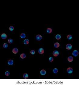 Falling colorful confetti background. Simple Pattern of Gradient Colored Circles on  Black Background. Bright background with scattered confetti. Colored postcard.