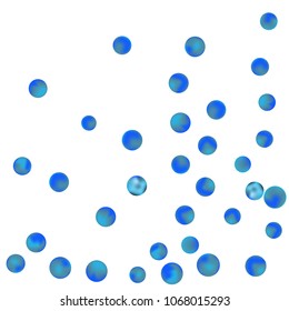 Falling colorful confetti background. Simple Pattern of Gradient Colored Circles on  White Background. Bright background with scattered confetti. Colored postcard.