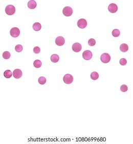 Falling colorful confetti background. Simple Pattern of Gradient Colored Circles on  White Background. Bright background with scattered confetti. Colored postcard.