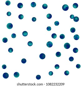 Falling colorful confetti background. Simple Pattern of Gradient Colored Circles on  White Backgdrop. Bright background with scattered confetti. Colored postcard.