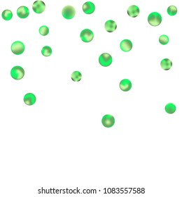 Falling colorful confetti background. Simple Pattern of Gradient Colored Circles on  White Backgdrop. Bright background with scattered confetti. Colored postcard.