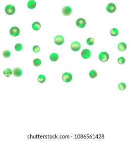 Falling colorful confetti background. Simple Pattern of Gradient Colored Circles on  White Backgdrop. Bright background with scattered confetti. Colored postcard.