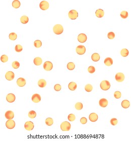 Falling colorful confetti background. Simple Pattern of Gradient Colored Circles on  White Backgdrop. Bright background with scattered confetti. Colored postcard.