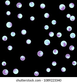 Falling colorful confetti background. Simple Pattern of Gradient Colored Circles on  Black Background. Bright background with scattered confetti. Colored postcard.