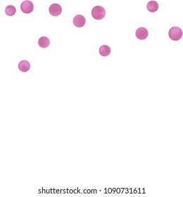 Falling colorful confetti background. Simple Pattern of Gradient Colored Circles on  White Backgdrop. Bright background with scattered confetti. Colored postcard.