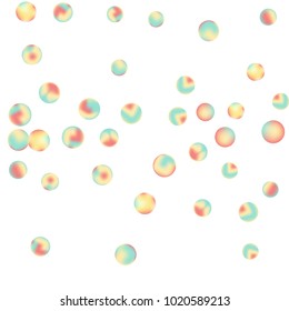 Falling colorful confetti background. Vector colorful round confetti frame isolated on White Backgdrop. Bright background with scattered confetti. Colored postcard.