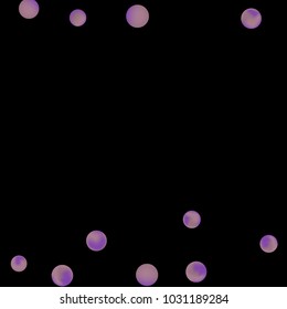 Falling colorful confetti background. Vector colorful round confetti frame isolated on Black Backdrop. Bright background with scattered confetti. Colored postcard.