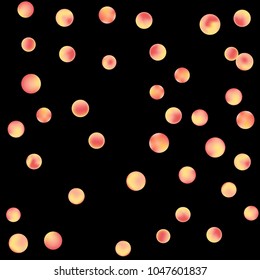 Falling colorful confetti background. Vector colorful round confetti frame isolated on Black Background. Bright background with scattered confetti. Colored postcard.