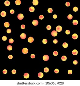 Falling colorful confetti background. Vector colorful round confetti frame isolated on Black Backdrop. Bright background with scattered confetti. Colored postcard.