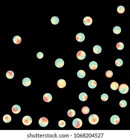 Falling colorful confetti background. Vector colorful round confetti frame isolated on Black Background. Bright background with scattered confetti. Colored postcard.