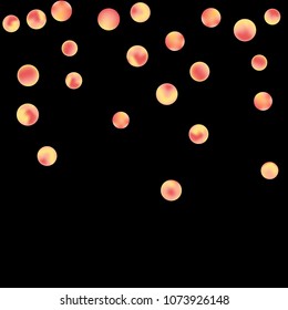 Falling colorful confetti background. Vector colorful round confetti frame isolated on Black Background. Bright background with scattered confetti. Colored postcard.