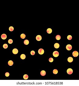 Falling colorful confetti background. Vector colorful round confetti frame isolated on Black Backdrop. Bright background with scattered confetti. Colored postcard.