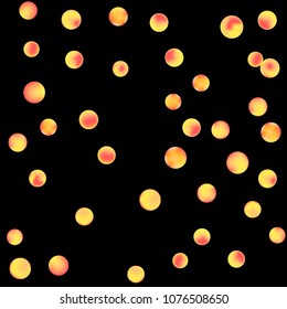 Falling colorful confetti background. Vector colorful round confetti frame isolated on Black Backdrop. Bright background with scattered confetti. Colored postcard.