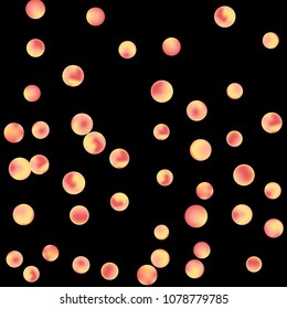 Falling colorful confetti background. Vector colorful round confetti frame isolated on Black Backdrop. Bright background with scattered confetti. Colored postcard.