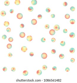 Falling colorful confetti background. Vector colorful round confetti frame isolated on White Backgdrop. Bright background with scattered confetti. Colored postcard.