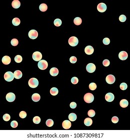 Falling colorful confetti background. Vector colorful round confetti frame isolated on Black Background. Bright background with scattered confetti. Colored postcard.