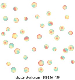 Falling colorful confetti background. Vector colorful round confetti frame isolated on White Backgdrop. Bright background with scattered confetti. Colored postcard.