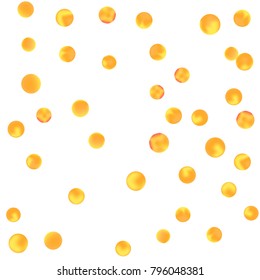 Falling colorful confetti background. Vector colorful round confetti frame isolated on White Backgdrop. Bright background with scattered confetti. Colored postcard.