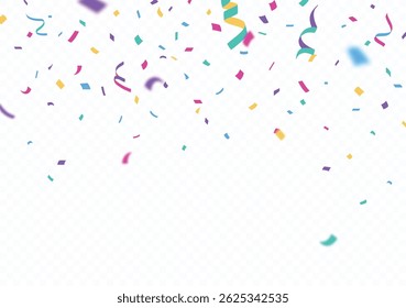Falling Colorful Confetti celebrations design isolated on transparent background