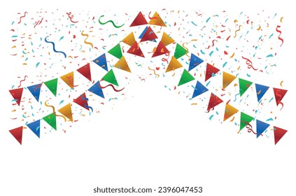 Falling colorful confetti with flag illustration pattern background