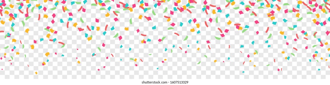 Falling colorful confetti flat design seamless pattern background isolated