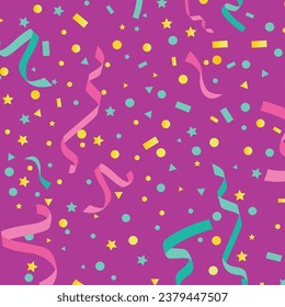 Falling colorful confetti flat design seamless pattern background isolated
