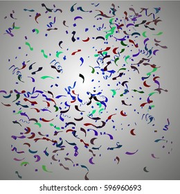 Falling colorful confetti isolated on grey background. Celebration party holiday decoration to birthday, effect of glitter confetti illustration.Vector eps10