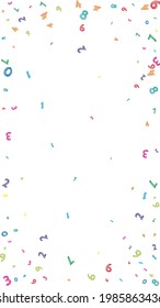 Falling colorful messy numbers. Math study concept with flying digits. Amazing back to school mathematics banner on white background. Falling numbers vector illustration.