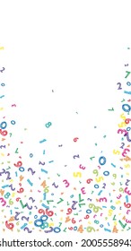 Falling colorful messy numbers. Math study concept with flying digits. Mesmeric back to school mathematics banner on white background. Falling numbers vector illustration.