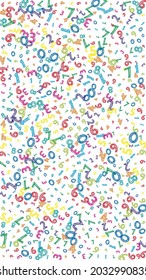 Falling colorful messy numbers. Math study concept with flying digits. Stylish back to school mathematics banner on white background. Falling numbers vector illustration.
