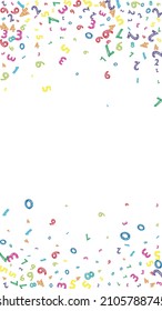 Falling colorful messy numbers. Math study concept with flying digits. Pleasant back to school mathematics banner on white background. Falling numbers vector illustration.