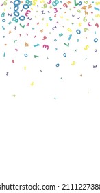 Falling colorful messy numbers. Math study concept with flying digits. Pretty back to school mathematics banner on white background. Falling numbers vector illustration.