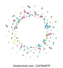 Falling colorful messy numbers. Math study concept with flying digits. Impressive back to school mathematics banner on white background. Falling numbers vector illustration.