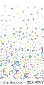 Falling colorful messy numbers. Math study concept with flying digits. Original back to school mathematics banner on white background. Falling numbers vector illustration.