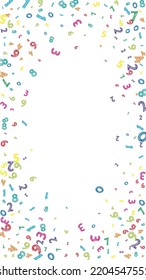 Falling colorful messy numbers. Math study concept with flying digits. Bizarre back to school mathematics banner on white background. Falling numbers vector illustration.
