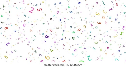 queda de números coloridos bagunçados. conceito de estudo matemático com dígitos voadores. retorne à escola faixa de matemática em fundo branco. queda números vetor ilustrações eps.10..