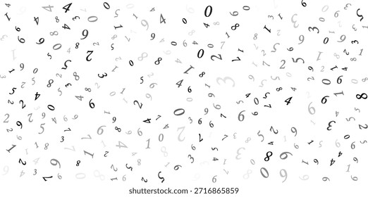falling colorful messy numbers. math study concept with flying digits. posh back to school mathematics banner on white background. falling numbers vector illustrationeps.10..