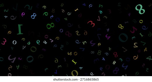 bunt schmutzige Zahlen fallen. mathematisches Studienkonzept mit fliegenden Ziffern. Zurück zur Schulmathematik Banner auf weißem Hintergrund. Fallende Zahlen, VektorgrafikEPS.10..