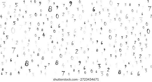 falling colorful messy numbers. math study concept with flying digits. posh back to school mathematics banner on white background. falling numbers vector illustrationeps.10..