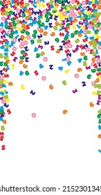 Falling colorful numbers. Math study concept with flying digits. Incredible back to school mathematics banner on white background. Falling numbers vector illustration.