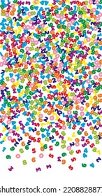 Falling colorful numbers. Math study concept with flying digits. Ideal back to school mathematics banner on white background. Falling numbers vector illustration.